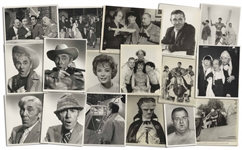 Moe Howards Lot of 100 Photos From the Curly Joe Era -- Some Candid, Some From Three Stooges Films & Appearances, Cartoon Characters, Etc. -- 10 x 8 Except for a Few -- Very Good Plus